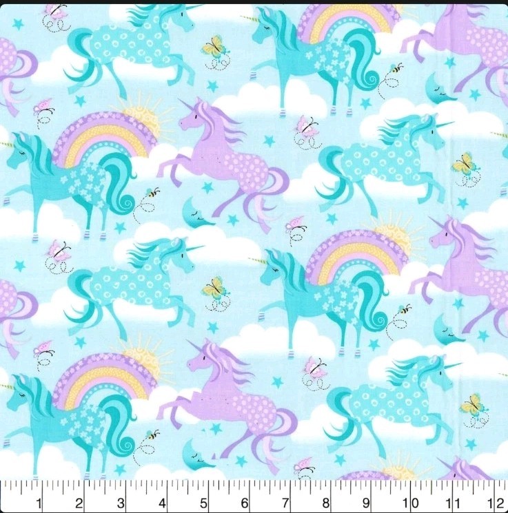 LINED WINDOW VALANCE CURTAIN 42 X 15 PURPLE BLUE MAGICAL UNICORN RAINBOW SKY