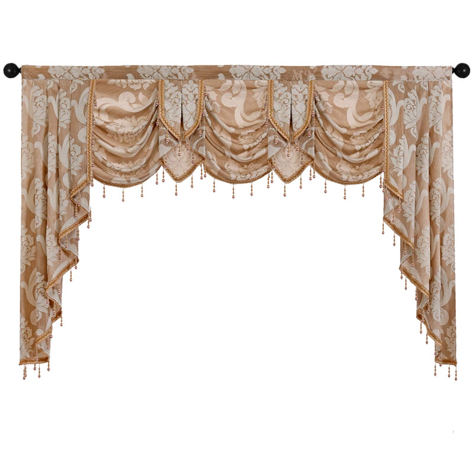 NAPEARL Valance for Living Room-Jacquard Swag Valances for Windows, Beaded Wa…