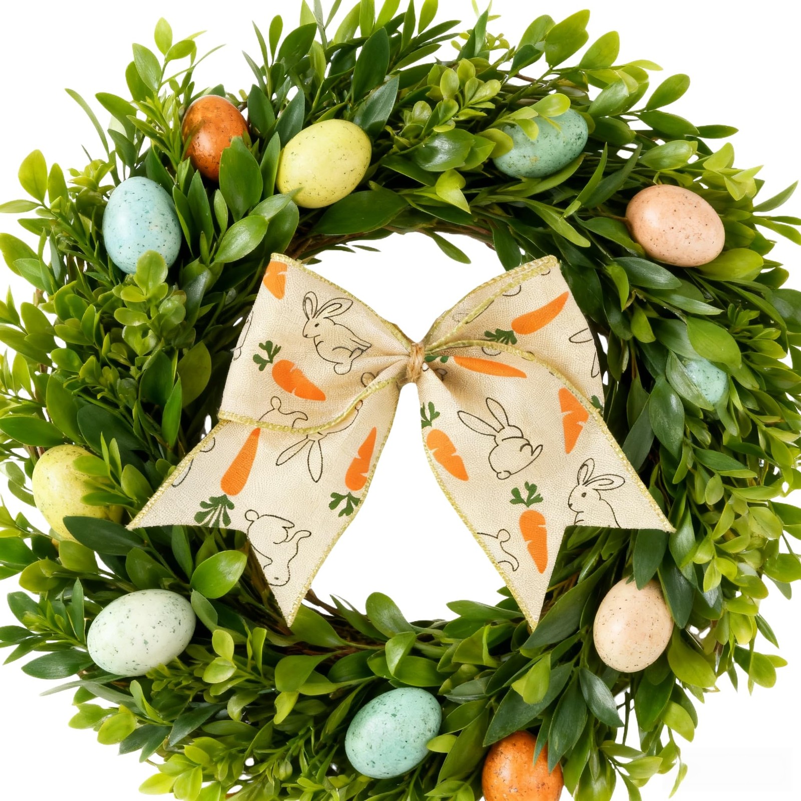 12 PCS 6 Inch Easter Bunny Carrot Pastel Bows Decorative Wreaths Tree Gift