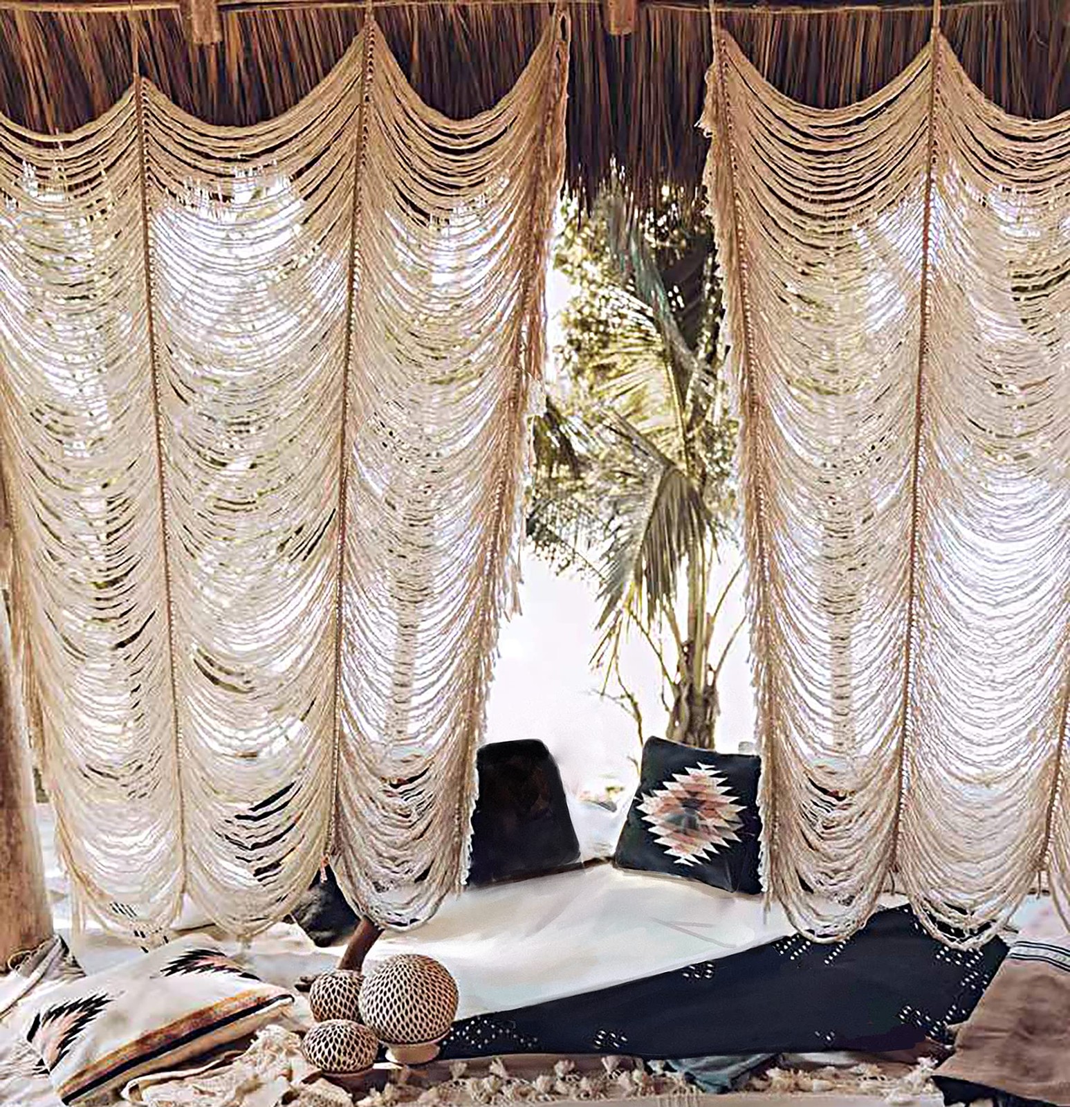 Macrame Curtain Boho Curtain Doorway Window Wall Decor Fiber Yarn Art Craftsm…