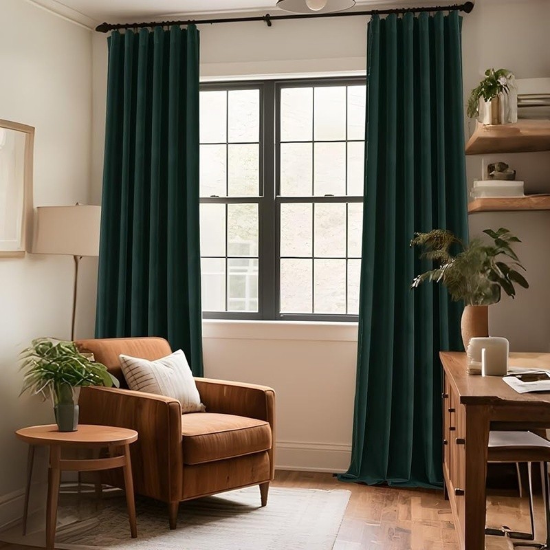 Velvet Curtains Room Darkening Thermal Insulation Noise Reduction 2 Panels 52×72