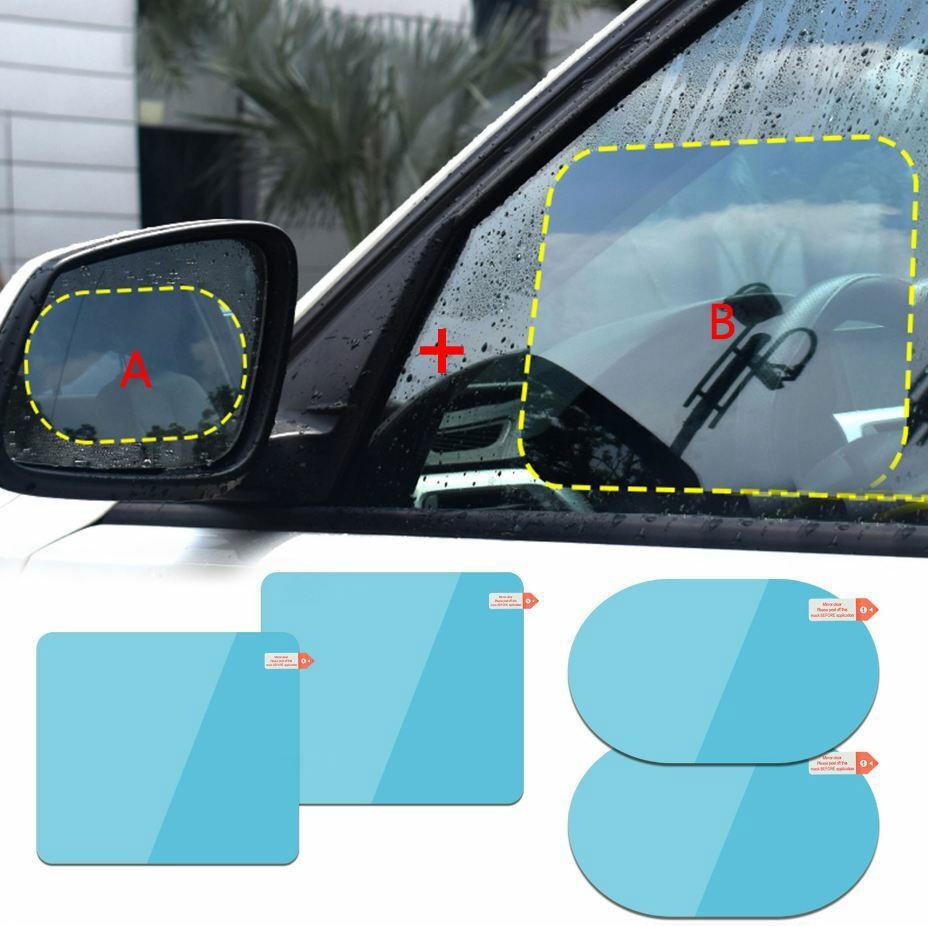 4PCS Waterproof Car Rearview Mirror Rainproof Anti-Fog Rain-Proof Film Sticker