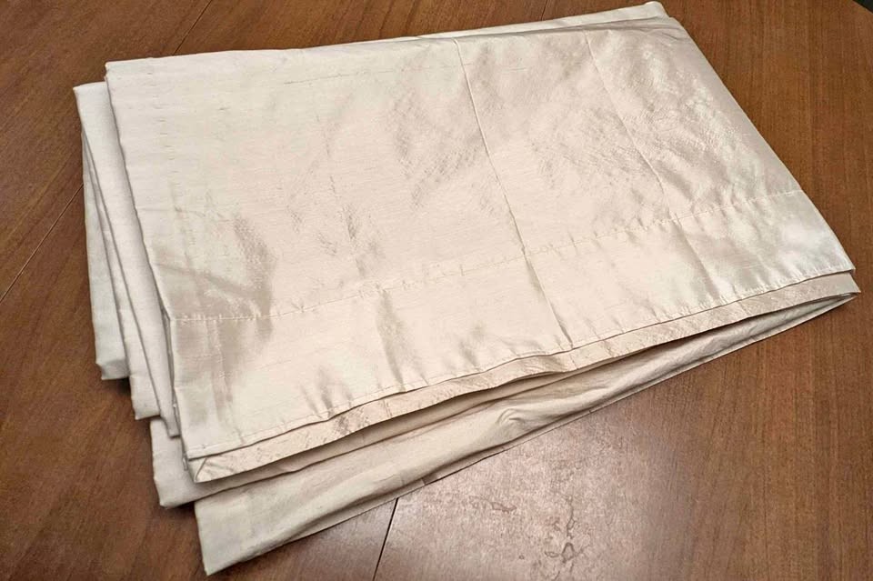 2 J.C. Penny Home 41W x 94L Cream Vintage Lined Rod Pocket Silk Drapes