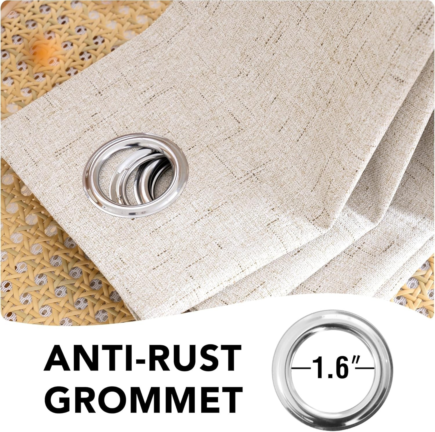 Durable Extra Wide Blackout Curtain Panel – Stylish Natural Linen – W100xL84