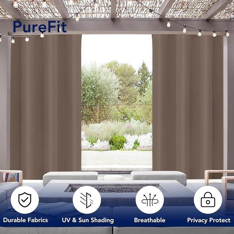 Weatherproof Outdoor Curtains Durable UV Fade Resistant Privacy Panels 84 inch