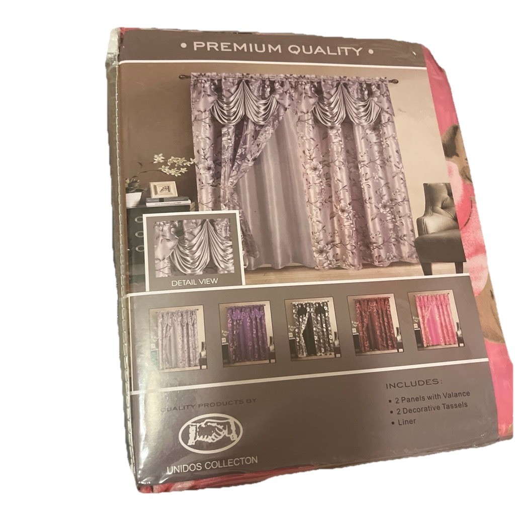 Unidos Collection Jade Pink Curtain Panel Set 2pc 60×84+18 Rod Pocket Lined
