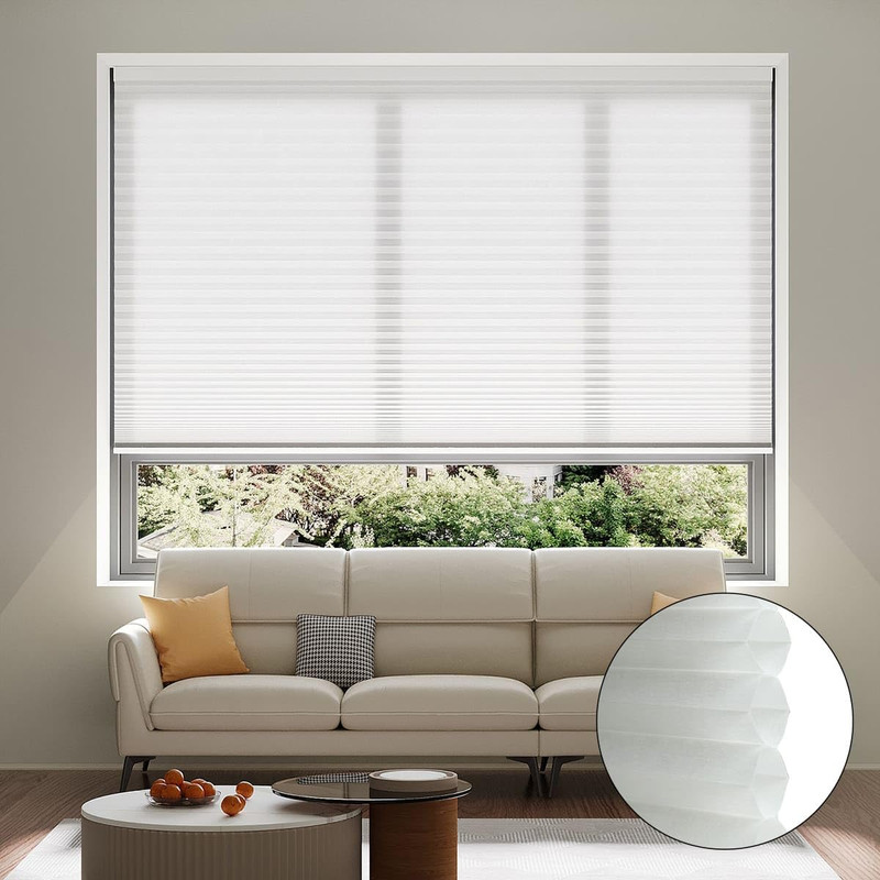 Uilvffo Cordless Cellular Shades Light Filtering Honeycomb Window Blinds Pull