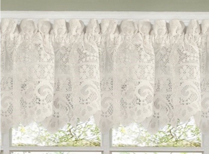 Sweet Home Collection Hopewell Old World Style Lace Curtains-Valance In Cream