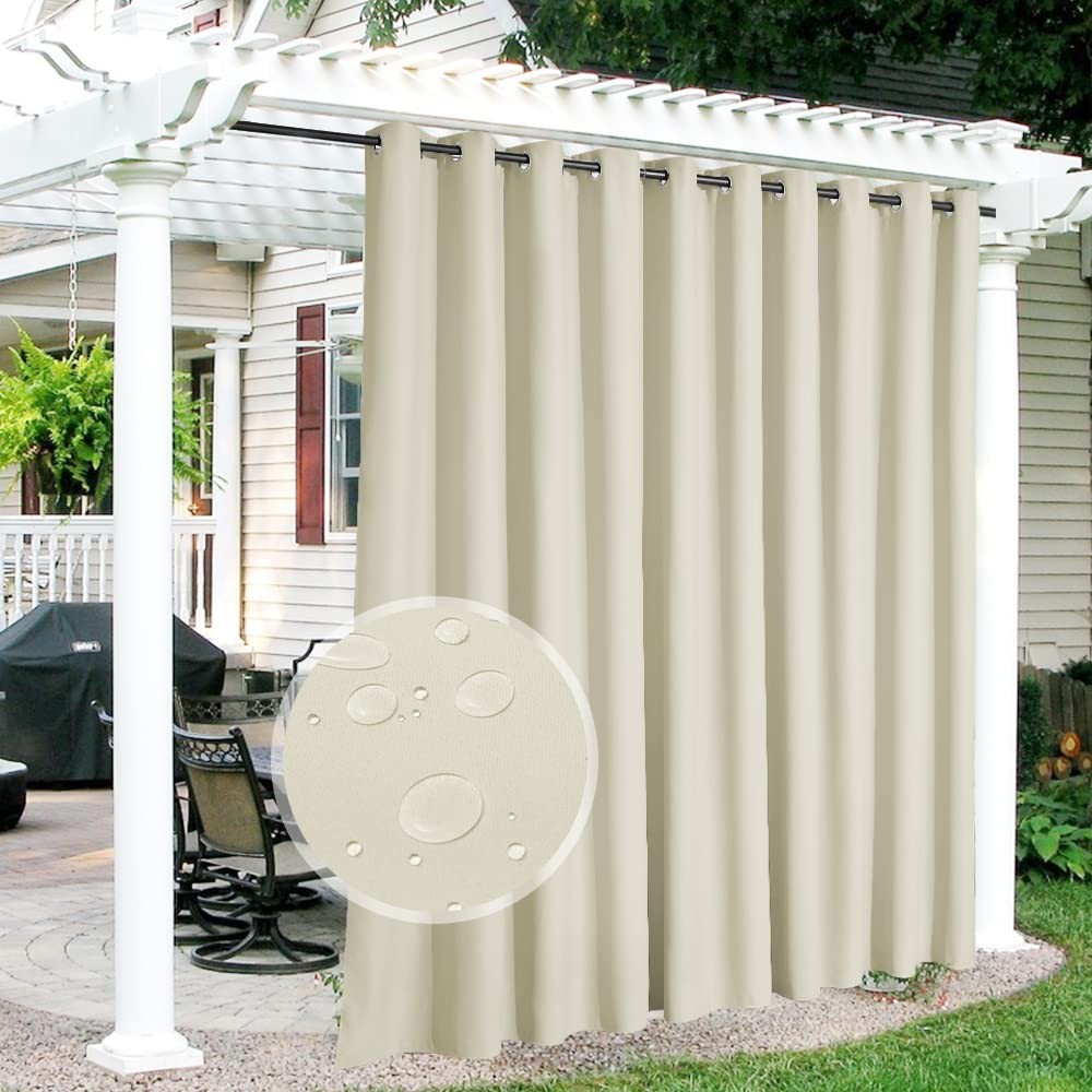Outdoor Curtains Waterproof Blackout Thermal Insulated Patio Porch Gazebo Drapes