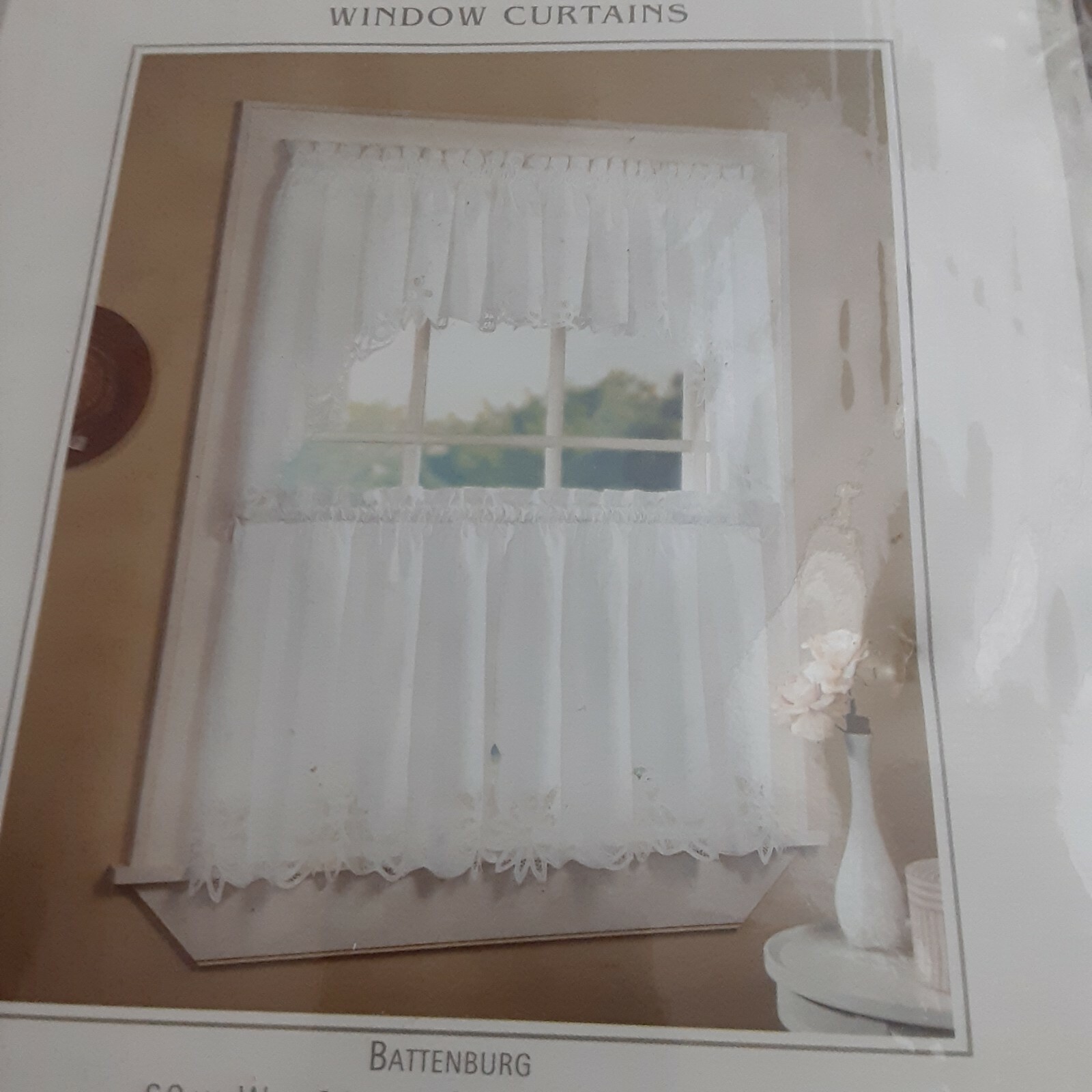 Vintage Battenburg Tailored Swag Pair 60 X 30,Cottage,Country,Chic, Southern