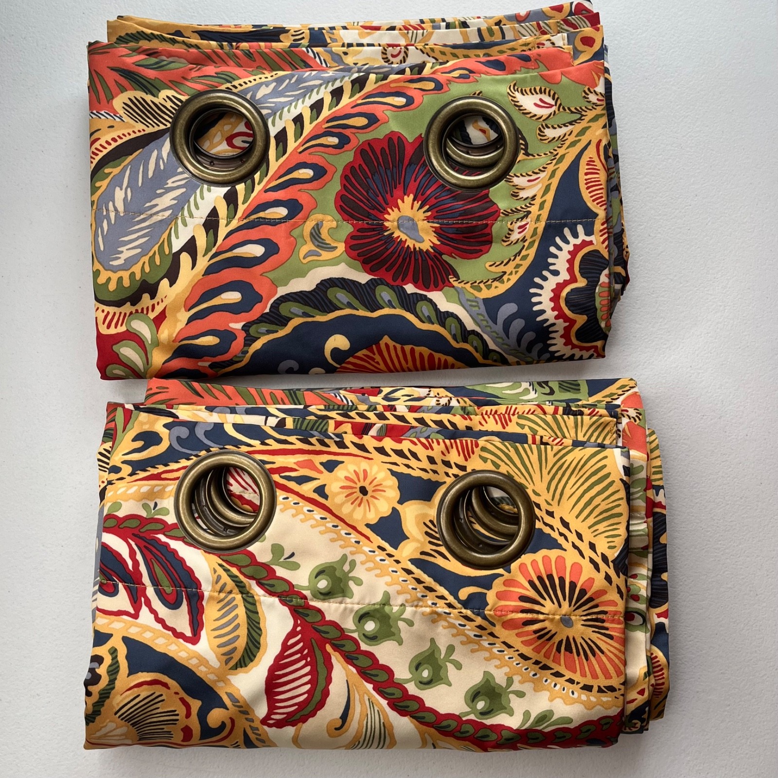 Pier 1 Imports Vibrant Paisley Window Curtain Panels Set Of 2 49.5 x 96” Grommet