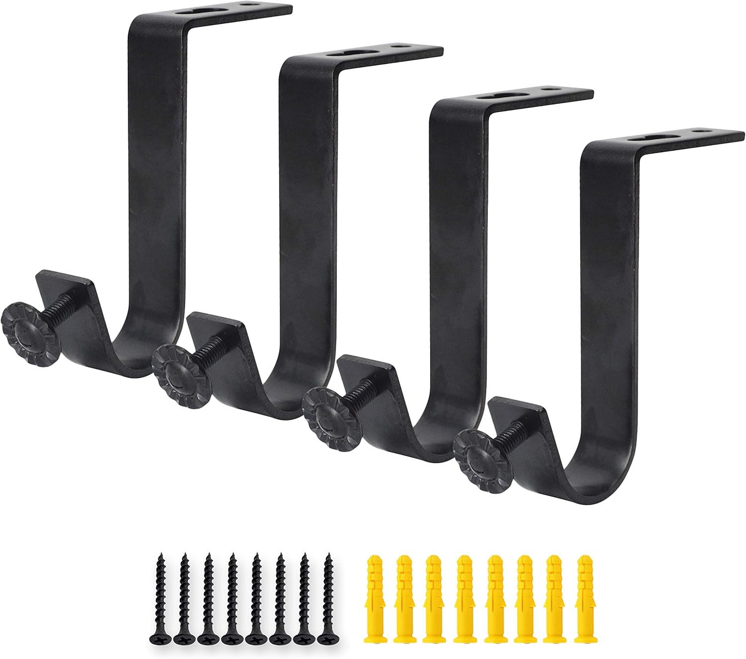 4 Pack Ceiling Curtain Rod Bracket Heavy Duty Single Curtain Rod Holders for 1 I