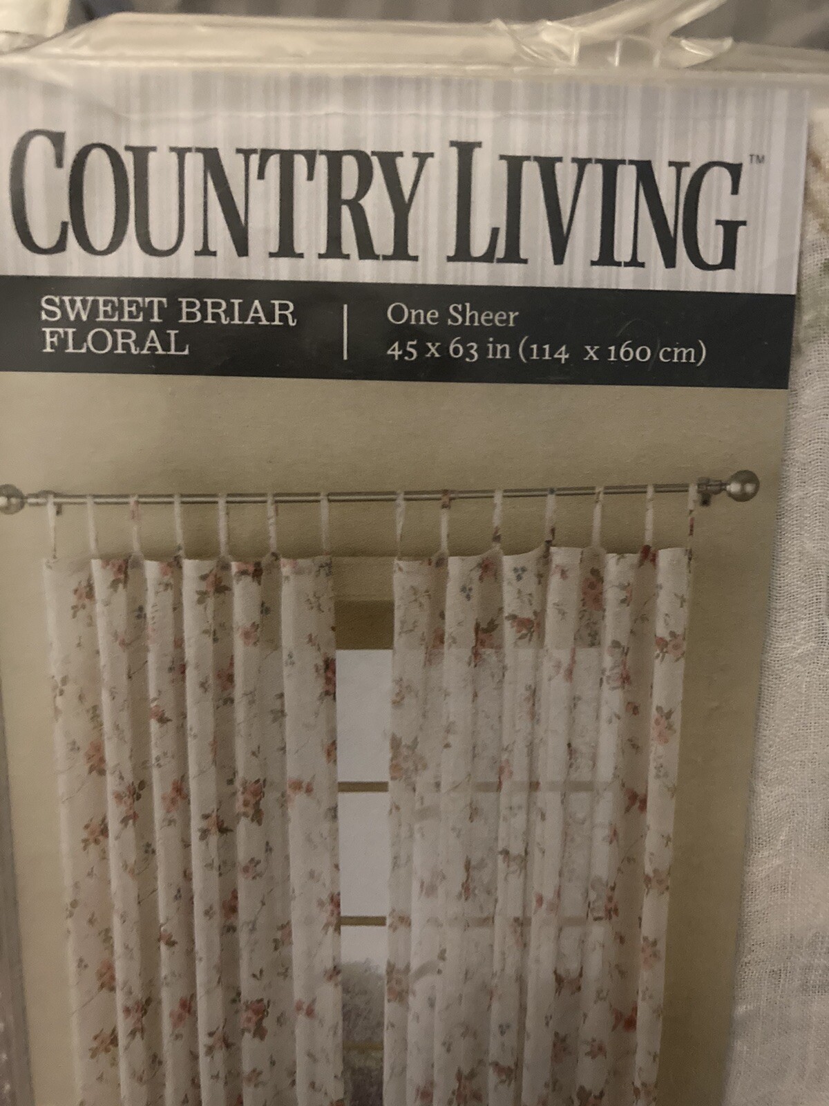 Country Living Curtain Sheers Floral Cottagecore 2 Panels Ivory 45×63