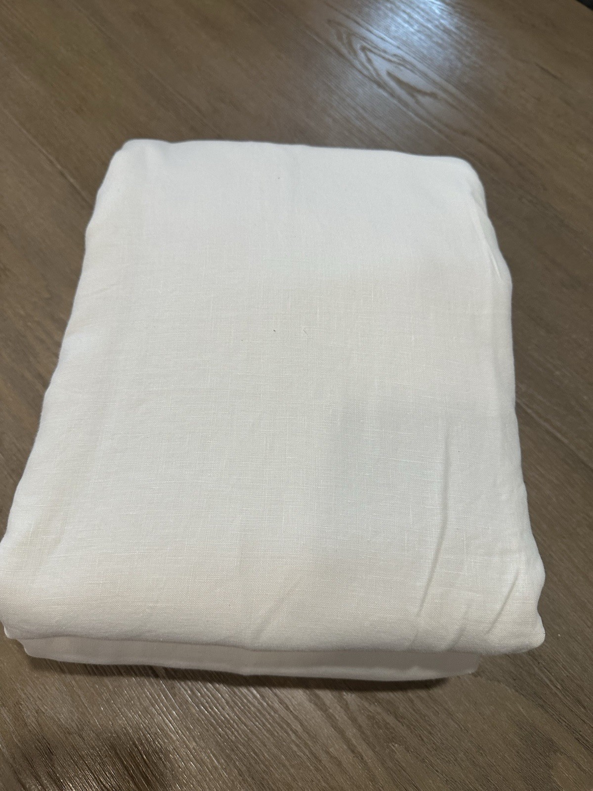 Pottery Barn Belgian Flax Linen Drape 2 panels Ivory 100×84″ blackout