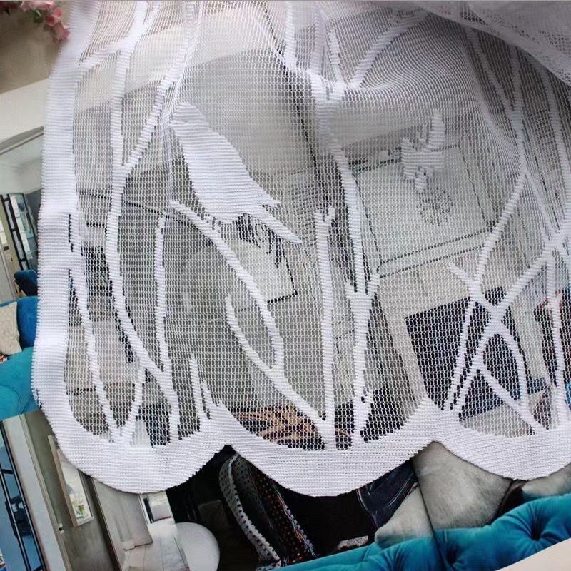 Lace Curtain Valance Bird Embroidered Curtain for Kitchen Bathroom Window F3