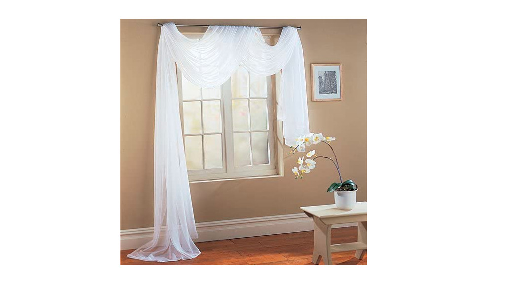 Pure White Sheer Window Drape Wedding Scarf Panel Curtain Voile Swag 60″ X 216″