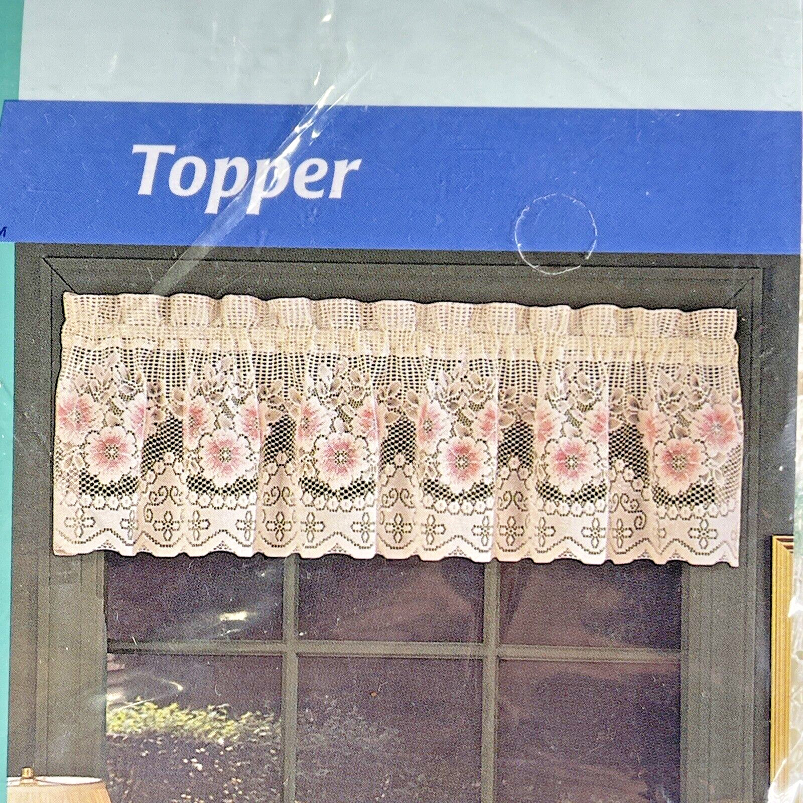NEW OLD STOCK Valance Curtain Topper 60” X 15” IVORY ROSE AIRBRUSHED LACE #6202