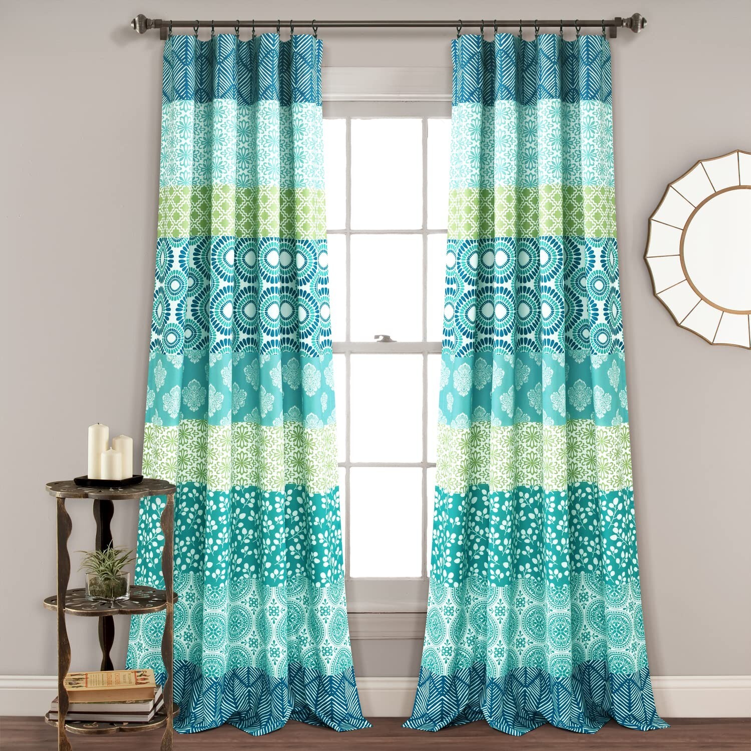 Lush Decor Bohemian Stripe Window Curtain Panels, Pair, 52″ W x 95″ L, Blue &…