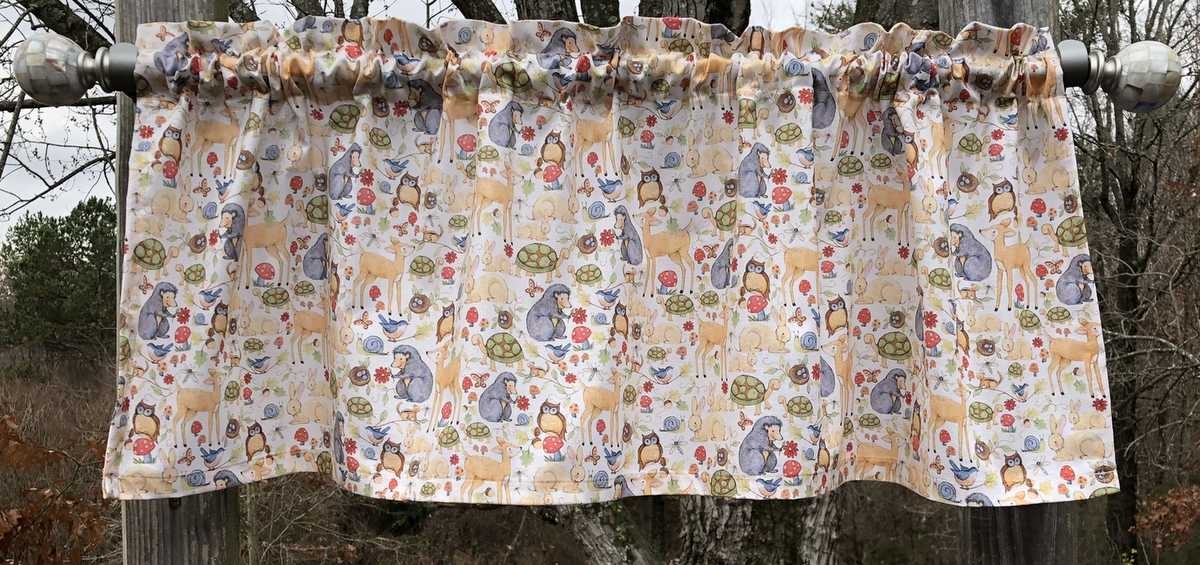 Woodland Forest Animal Bird Deer Owl Nature Nursery Window Curtain Valance