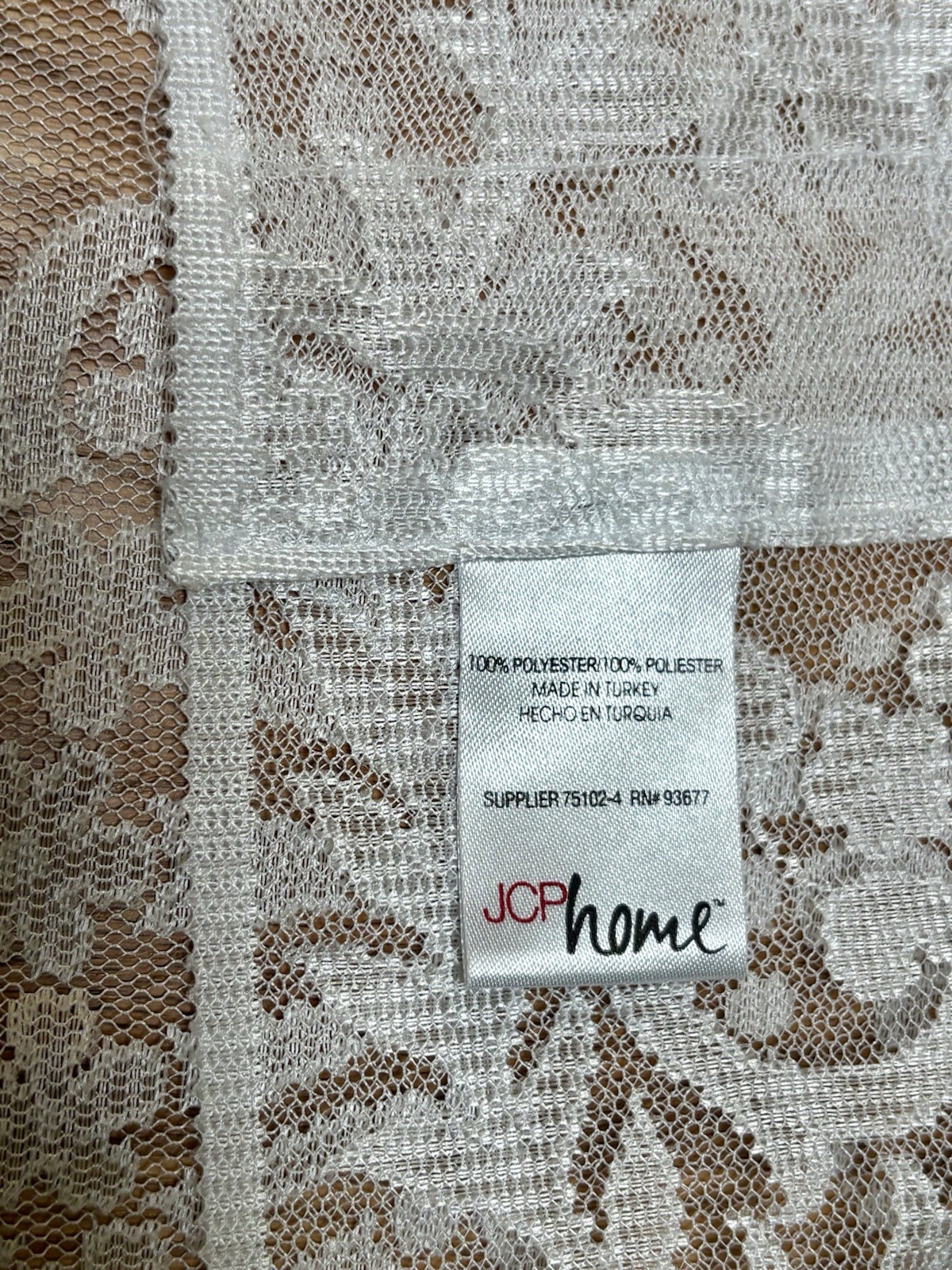 JCPenney Lace Curtain Pair Panels 55×62” White Floral Garlands Rod Pocket