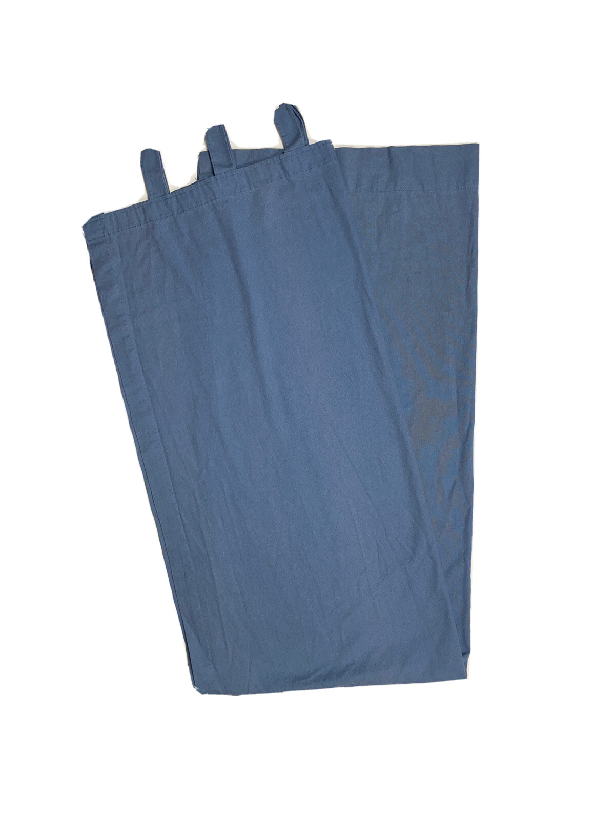 2 Handmade Tab Top Curtains Panels Drapes Solid Blue Canvas Cotton Long Pair