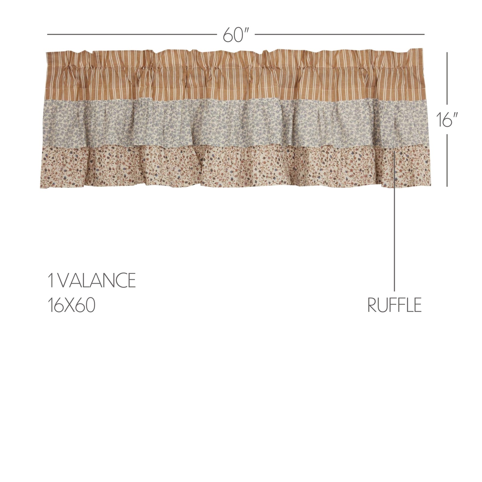 VHC Brands Farmhouse 16″x60″ Valance Yellow Rod Pocket Kitchen Window Curtains
