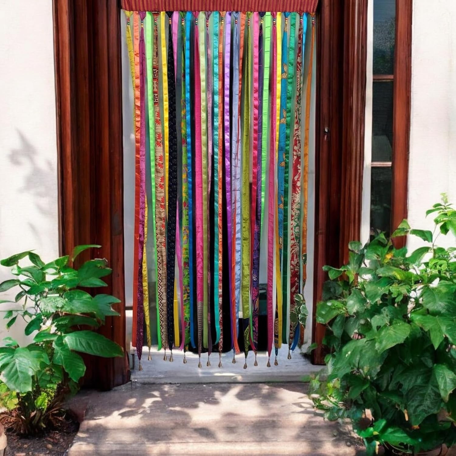 Handmade Boho Door Curtain 45X80 Inch – Colorful Recycled Sari Patchwork Panel