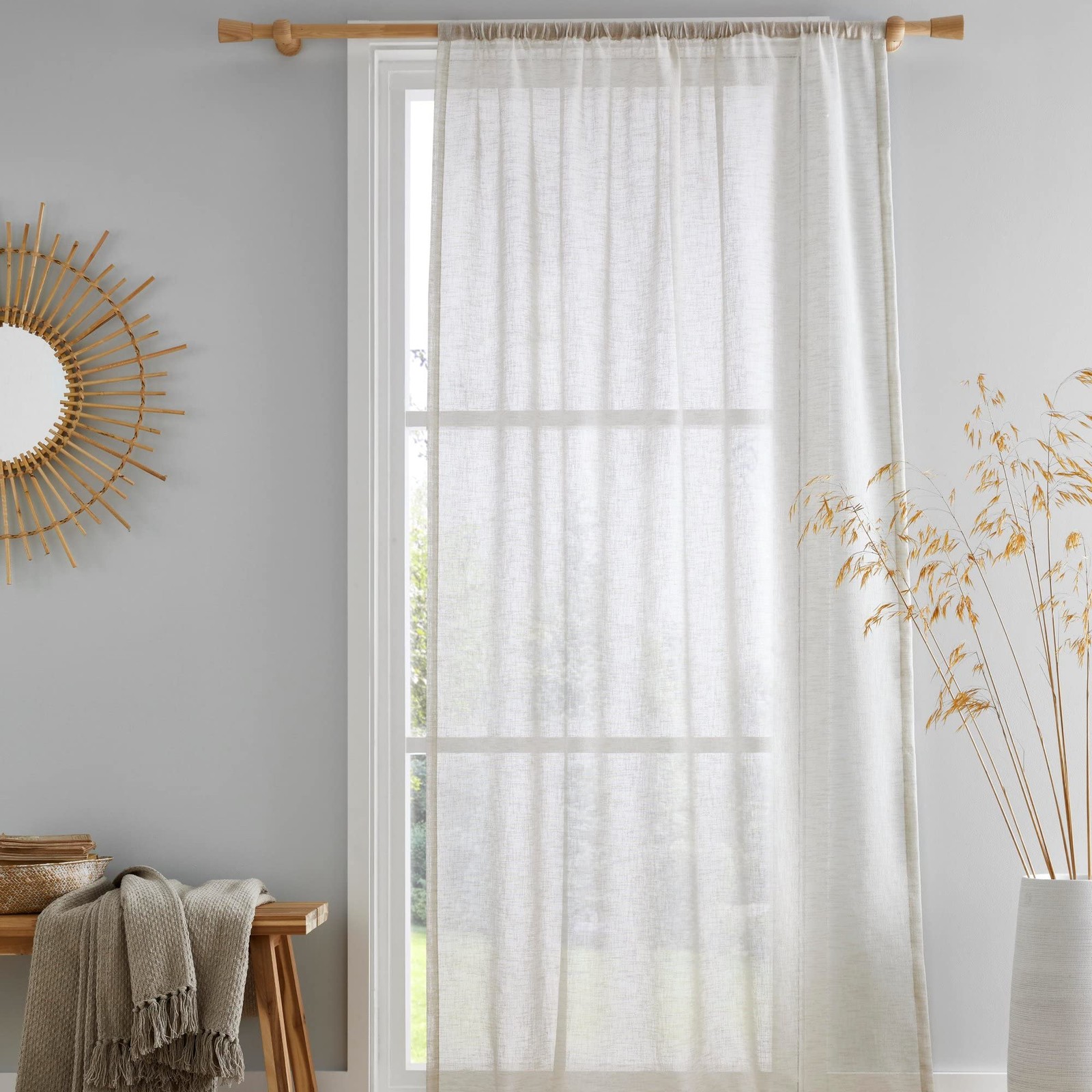 Kayla – VoilePanel with Slit, 140 x 137 cm, Natural Colour