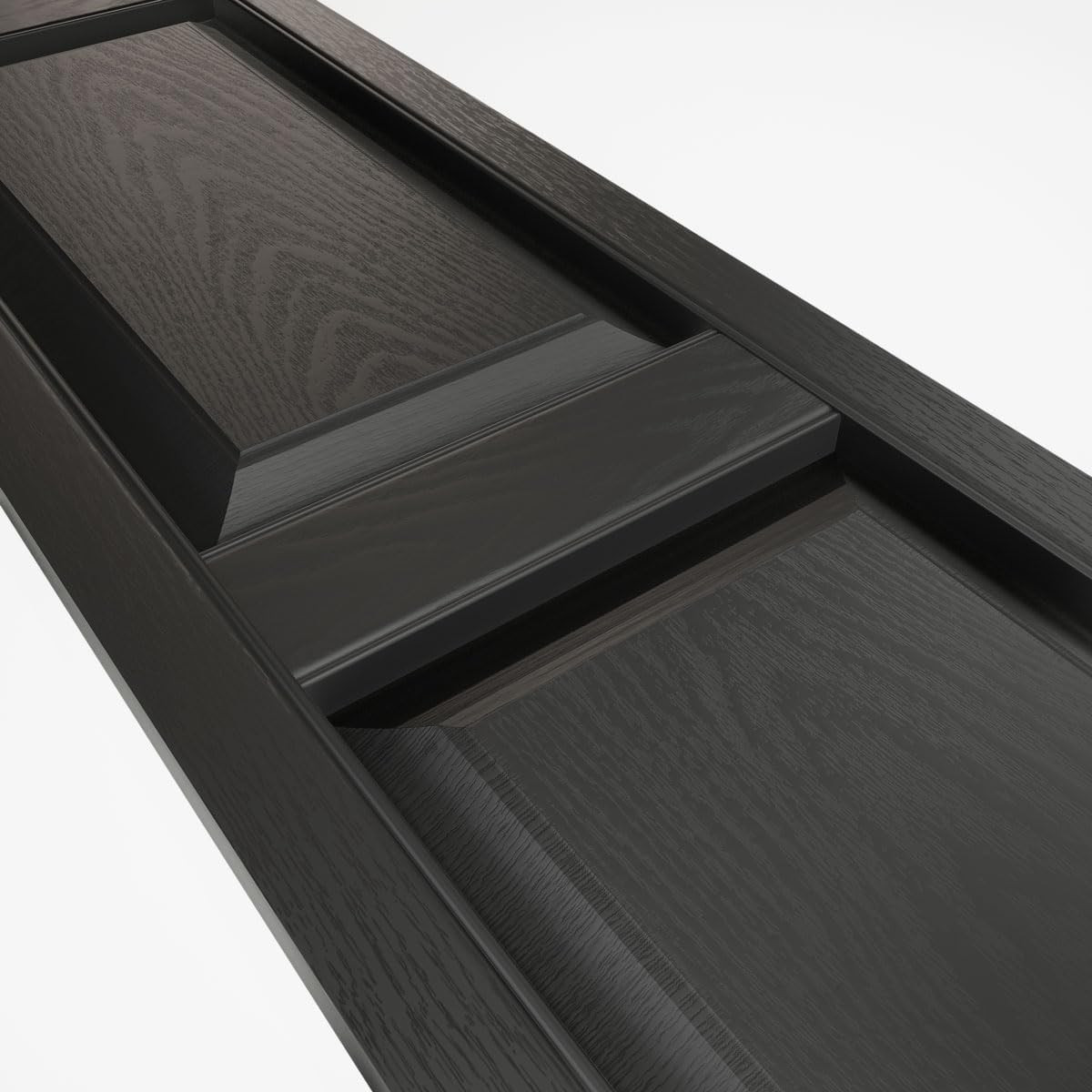 Black Raised Panel Shutters – 14.75″W x 51″H, Includes Installation Spikes