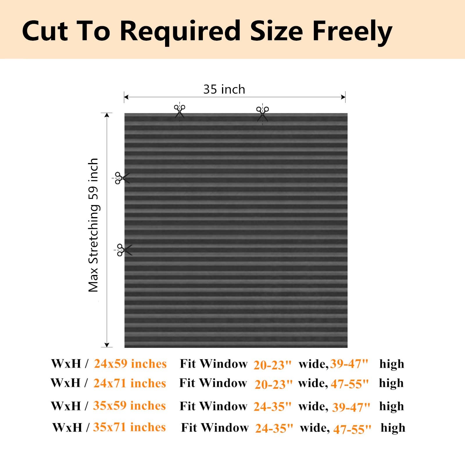 Window Blinds Cordless Blackout No Drill Cut to 35″W x 59″H, Grey – 1 Pack