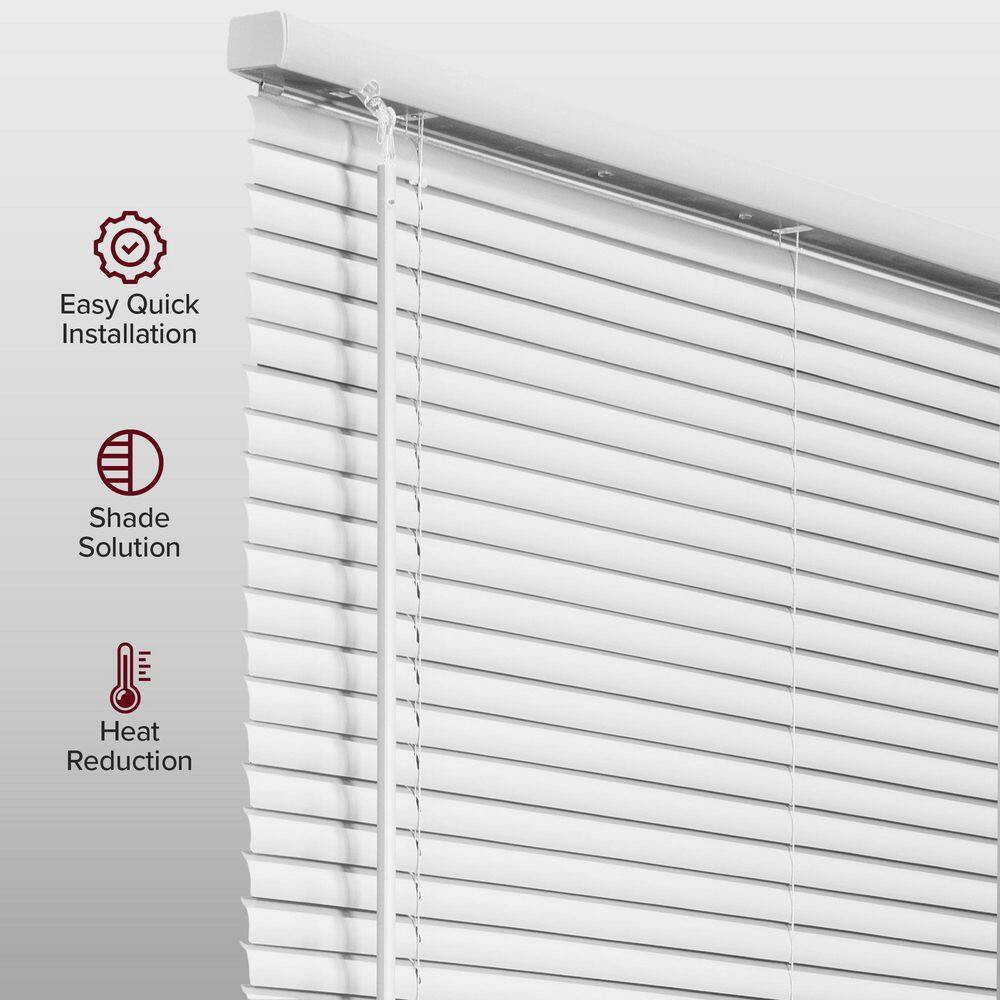 Midnight White Cordless Blackout Vinyl Mini Blind with 1 In. Slats – 74 In. W X