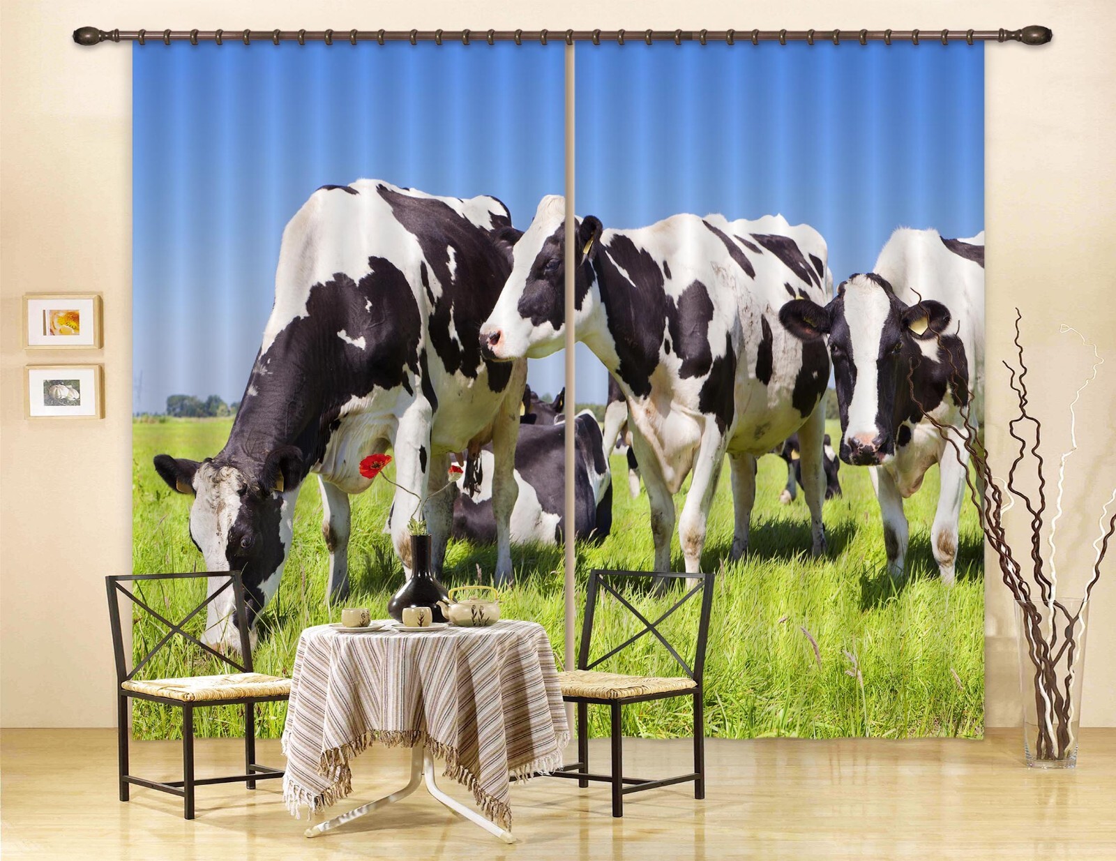 3D Grassland Cow ZHUA3684 Animal Photo Curtain Window Blockout Fabric Amy 2023