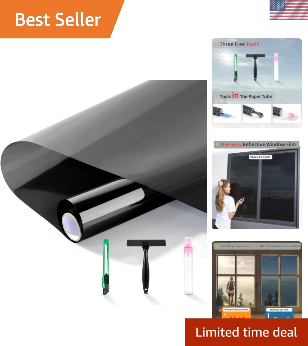 PET One-Way Window Film – Heat Control & 99% UV Blocking – 17.5″x78.7″