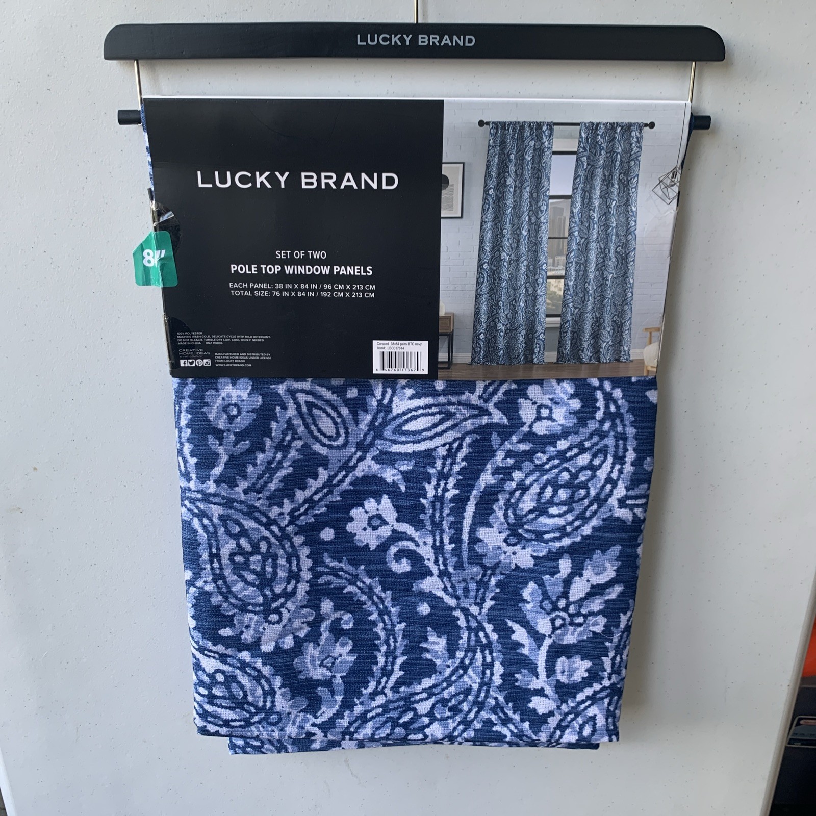 Lucky Brand 38 x 84 Cascade Curtains Pole Top Window Panels