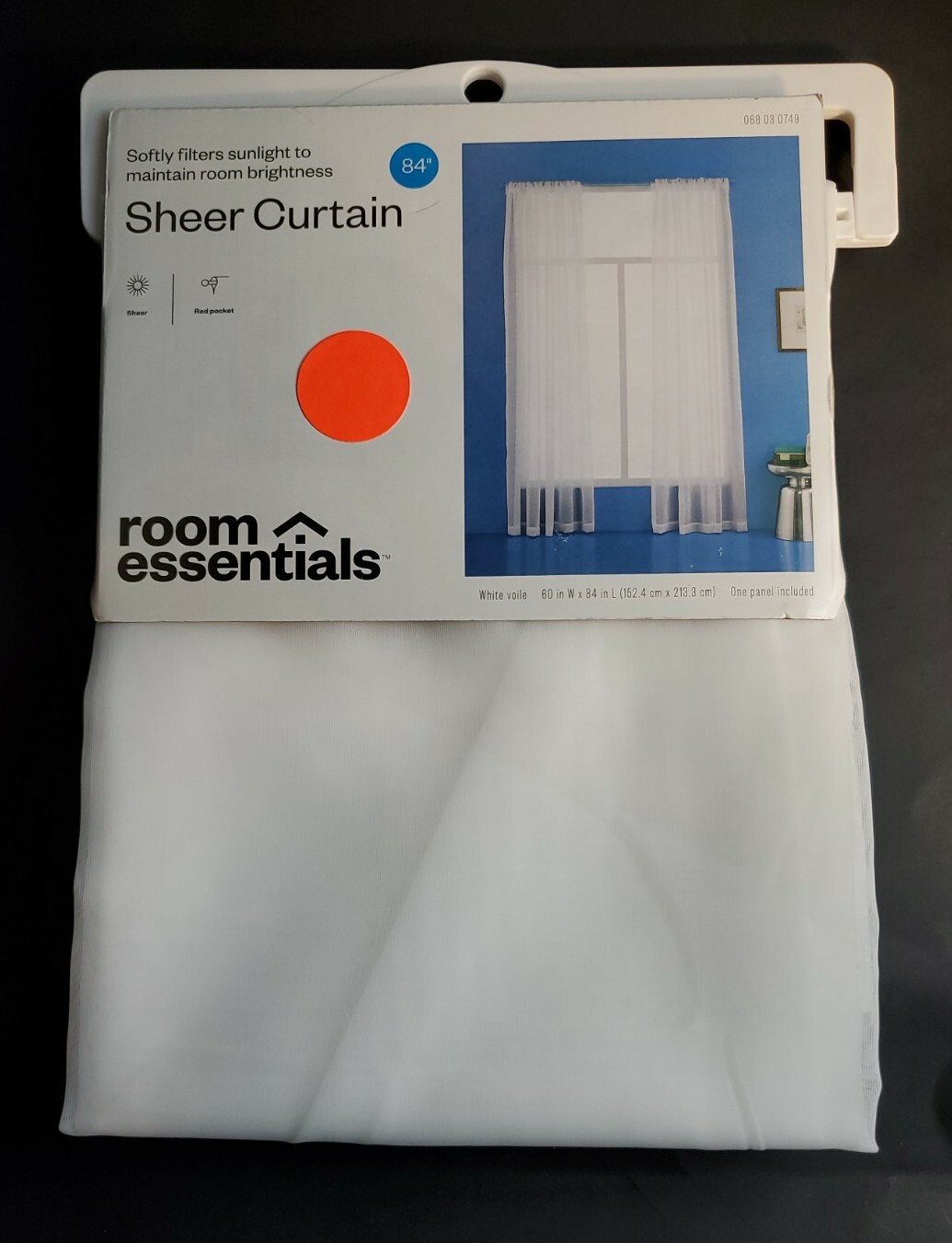 One (1) ROOM ESSENTIALS™ Sheer Window Curtain Panel 60″ W x 84″ L – NIP