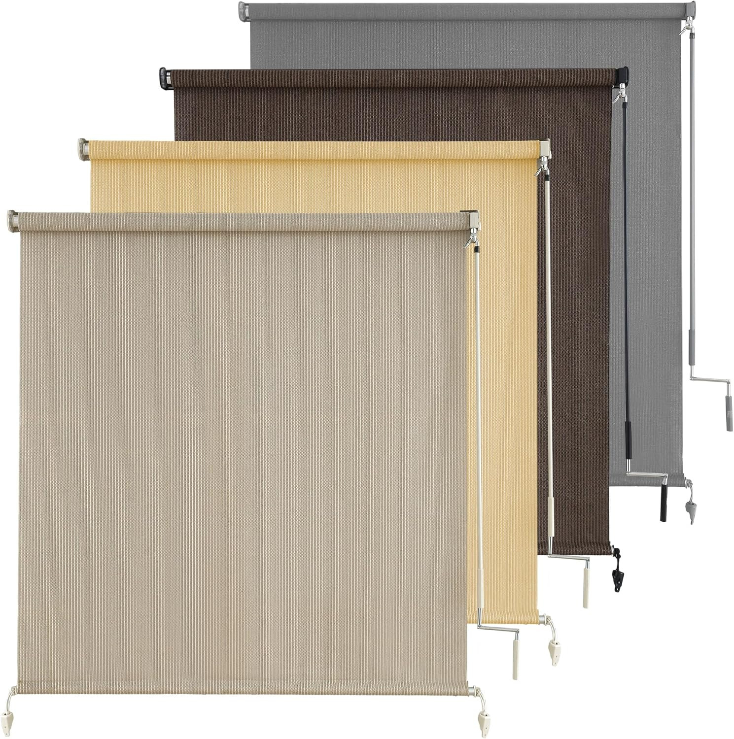 Outdoor Roller Shades for Porch Privacy, Cordless Patio Roll up Blinds with Spli