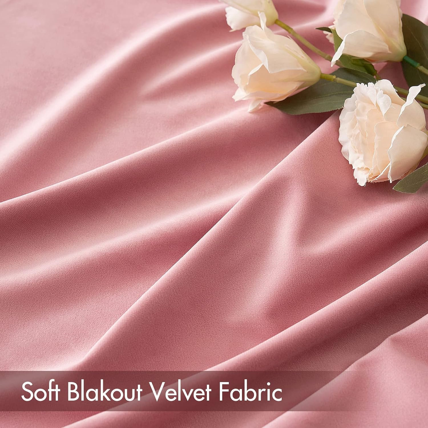 MIULEE Blush Pink Velvet Curtains Thermal Insulated Blackout Curtain Drapes for