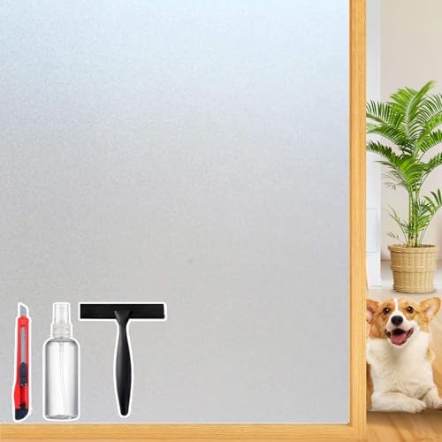 Frosted Glass Window Privacy Film Decorative, 17.5 Inch x 78.74 Inch White