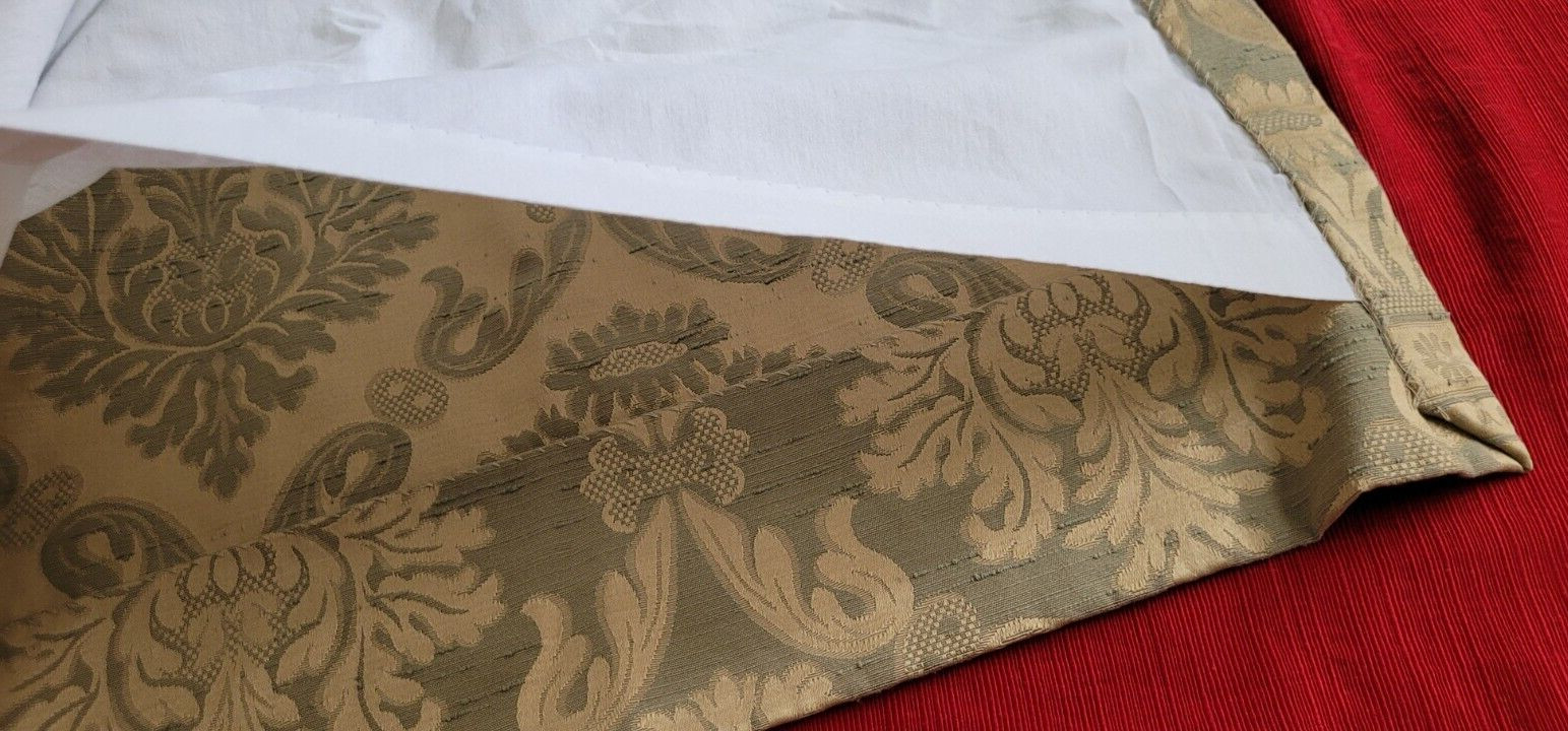 4 CROSCILL Curtain Panels Lined Weighted 82×48” & 2 Valances 17×49″ Green Gold