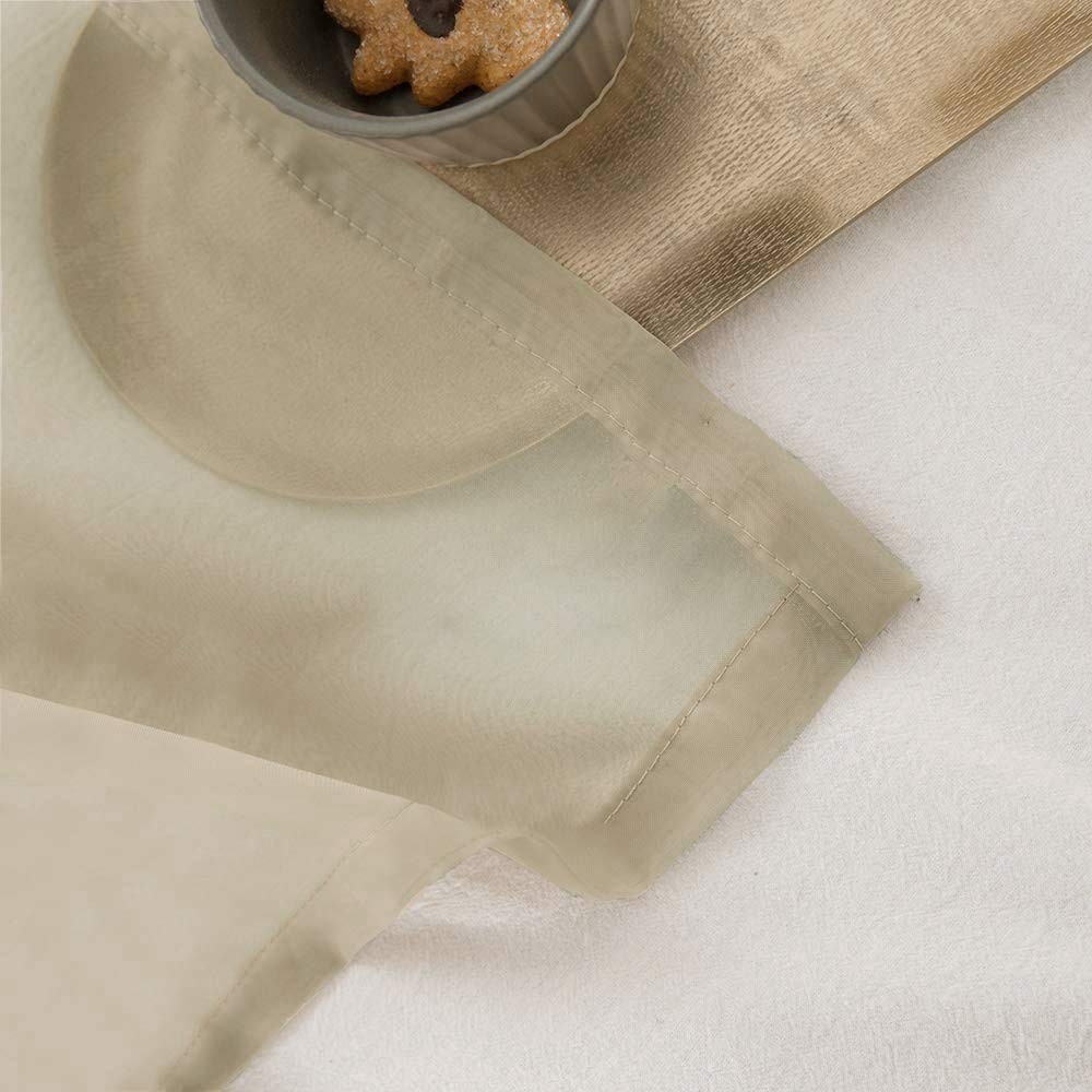 MIULEE 2 Panels Solid Color Beige Sheer Curtains Elegant Grommet Window Voile…