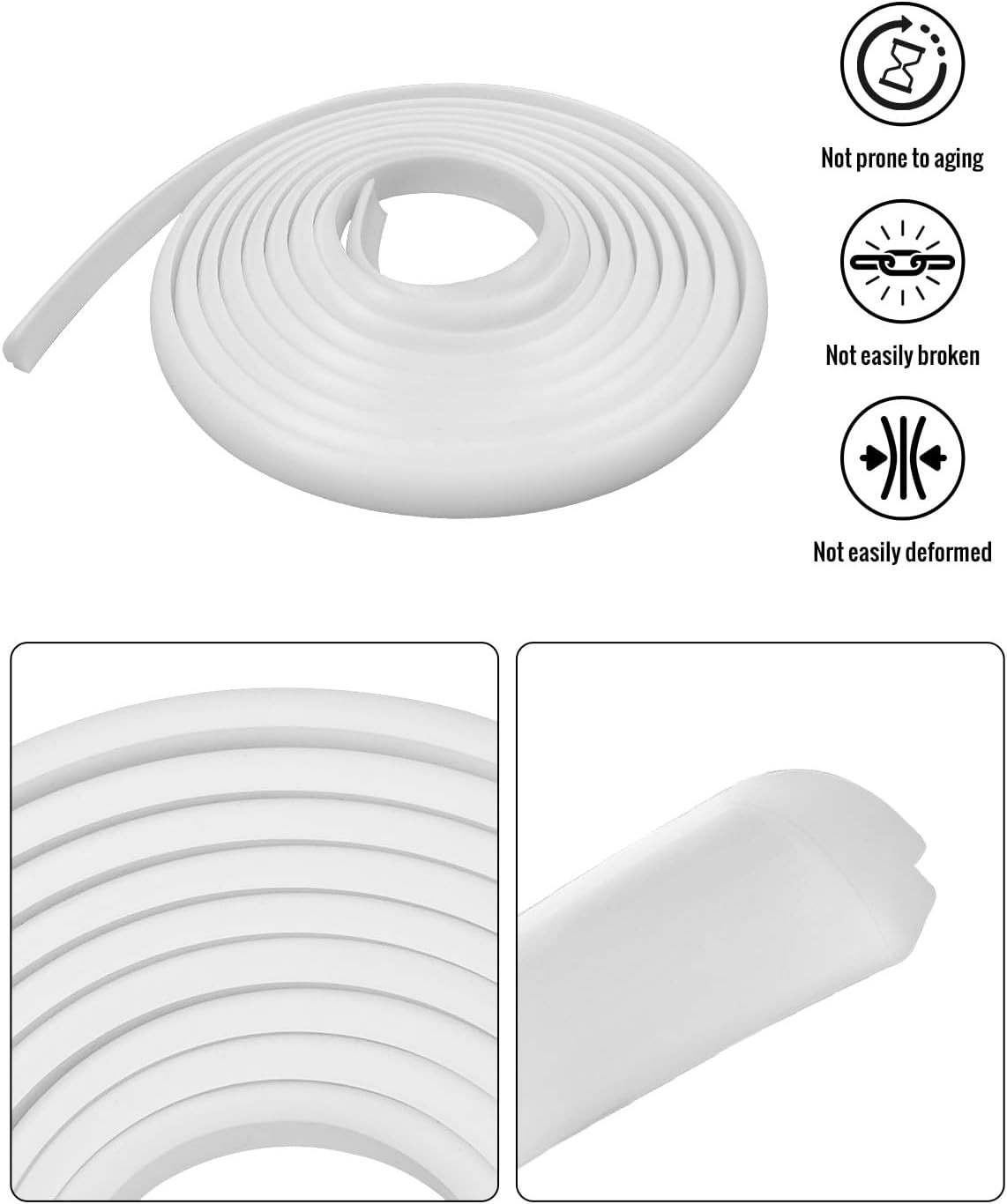 White RV Window Seal Strip 1/2″x1/4″ Silicone Rubber Weather Strip 40Ft