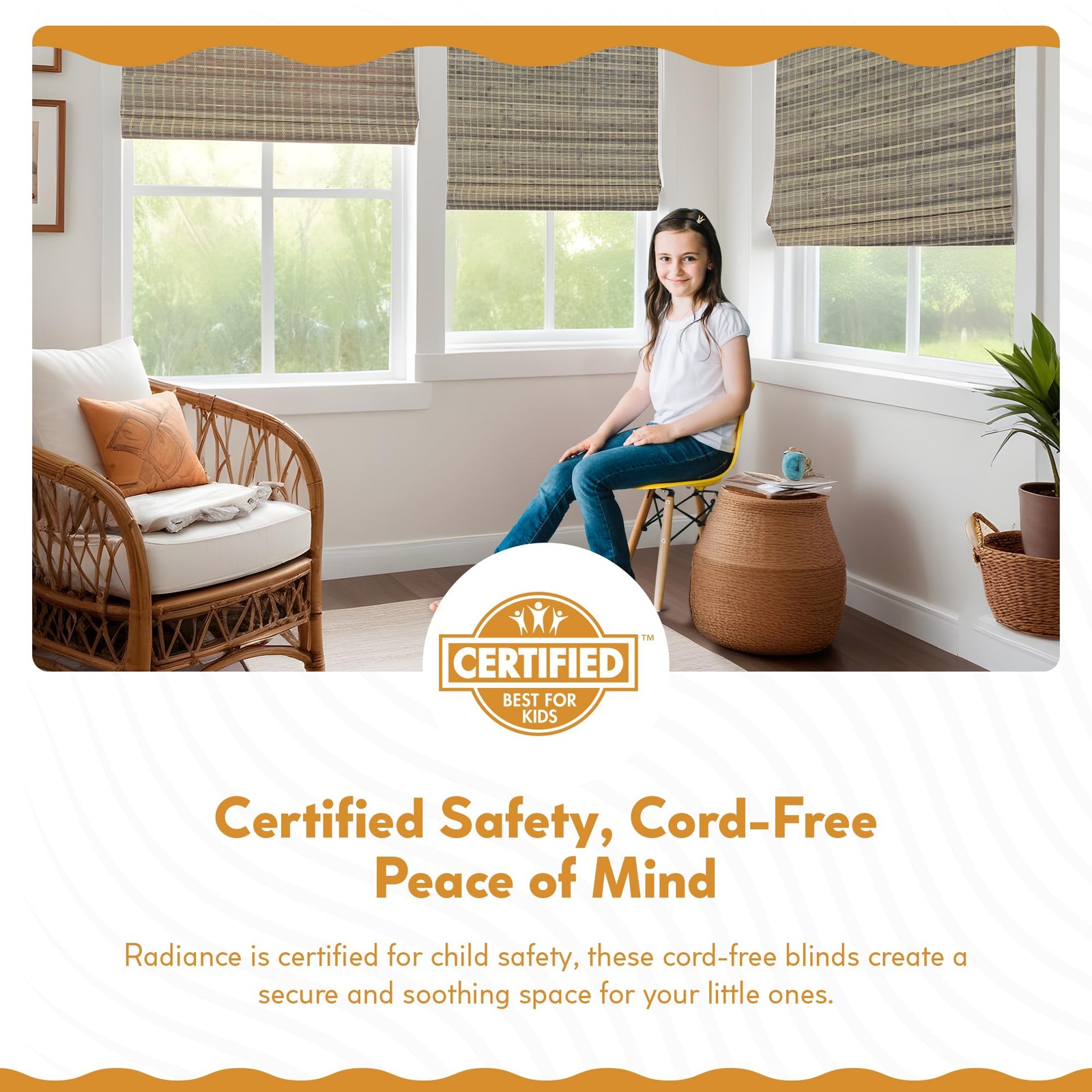Radiance 2208866E Cordless Roman Shade 46 W X 64 L Driftwood