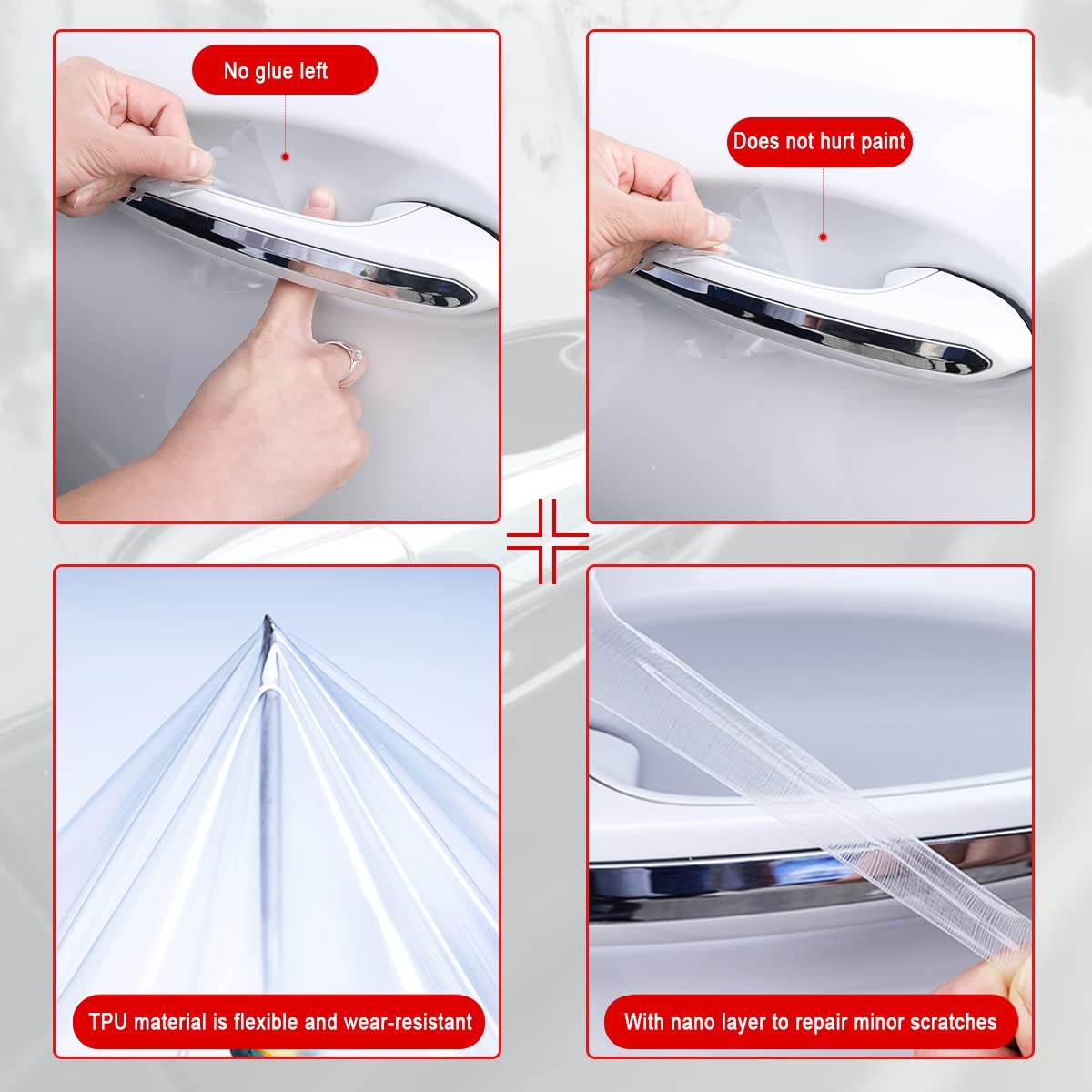 4PCS Carbon Fiber Car Door Handle Protectors, Universal Anti-Scratch Stickers