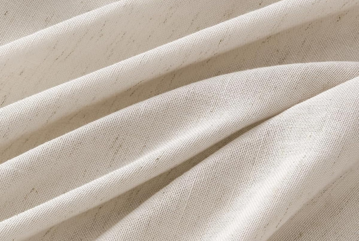 Topfinel 40 x 105 Oatmeal Pinch Pleat Semi Sheer Curtain Panels , Cotton Linen