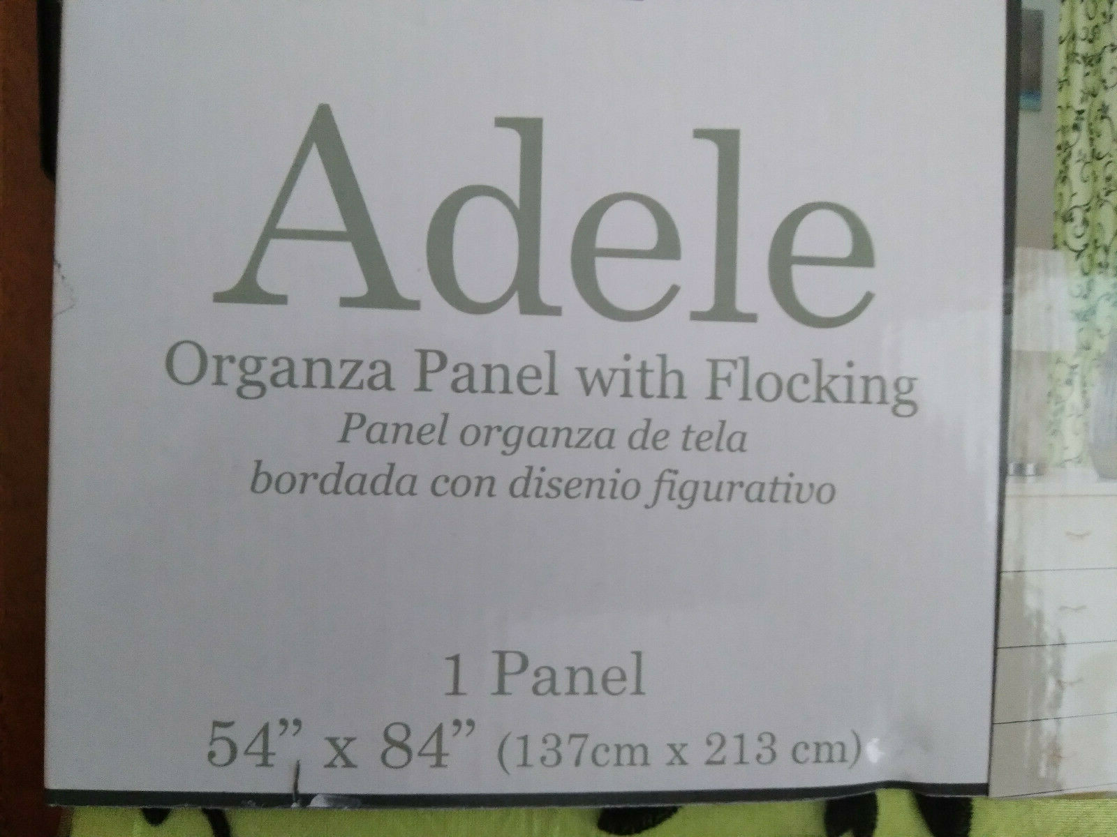 Kashi Home Adele Sage Organza Panel with Flocking 54″ by 84″ (one panel)