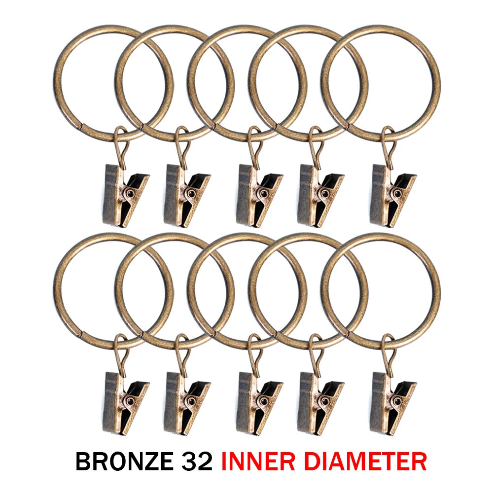 10-50Pcs Metal Curtain Rod Clip Drapery Rings Hooks Retro Bathroom Decorative Ha