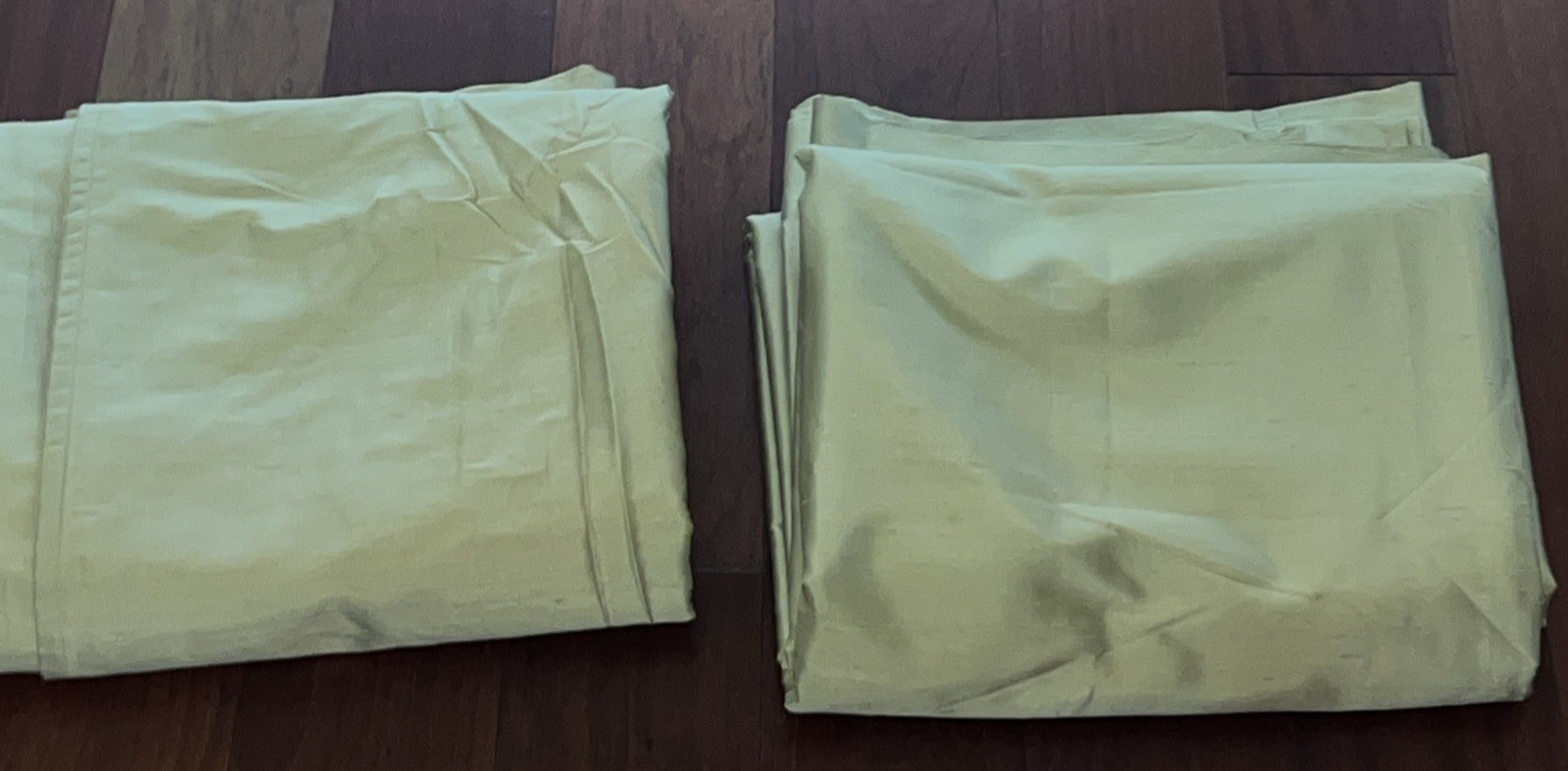POTTERY BARN ~ Gold Lined Silk Drapes ~ Set of 2 ~ 104″ x 96″