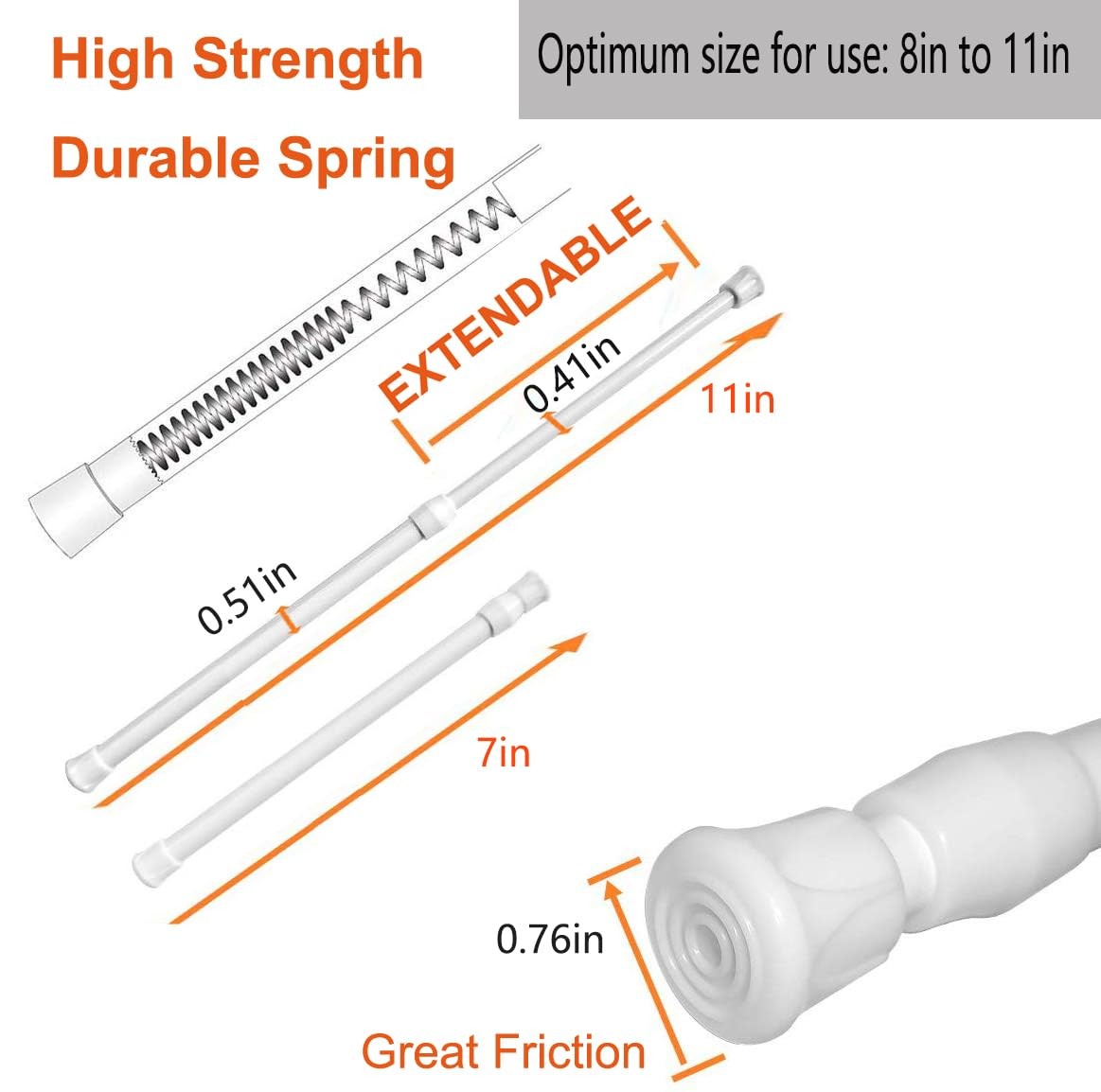 2 Pack Small Tension Rods 7 in to 11 Curtain Rods Window Rods in Extendable W…