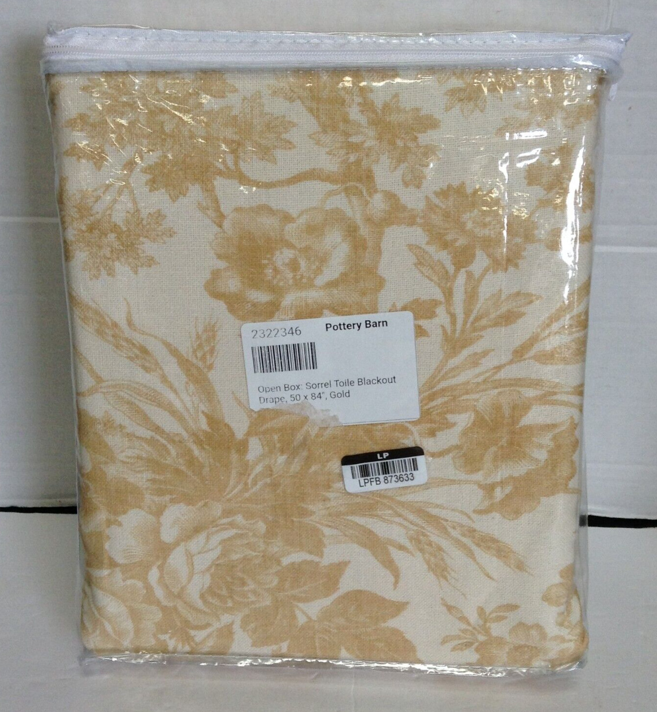 Pottery Barn Sorrel Toile Linen Cotton Blackout Curtain drape panel gold 50×84