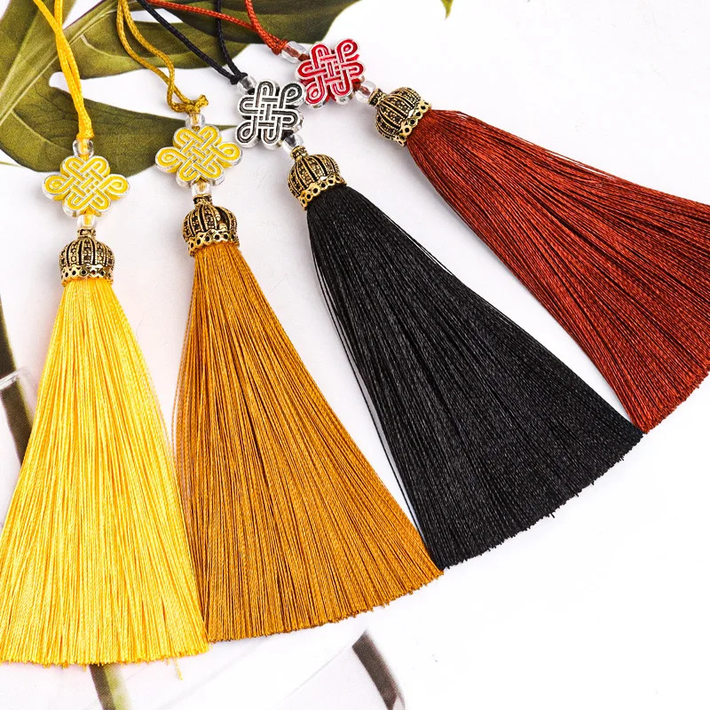 2Pcs/Lot 19cm Polyester Silk Tassel Chinese Knot Charm Tassel For DIY Craft Orna